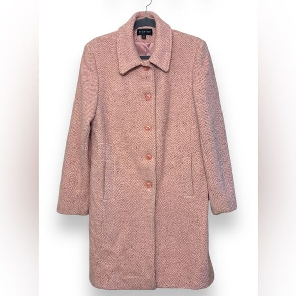 Braetan Wool Trench Peacoat Pink Size M Contour A-Line Insulated - Picture 1 of 6